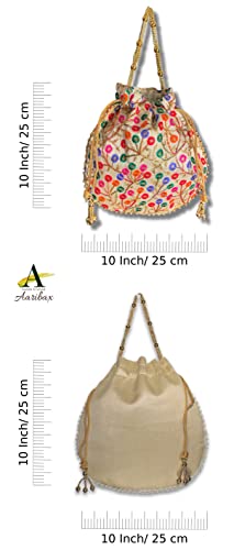 Aaribax Indian Potli Bag for Stylish Women, Large Evening Handbags for women, gold clutch purses for women wedding, potli bags for women with handle, Multicolor