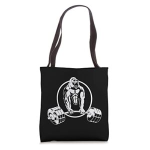 gorilla strength weight lifter gym body builder gift tote bag