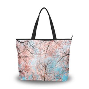 cherry blossoms handle bag shoulder tote bag for women fashion multi functional bag shopping travel gym outdoors