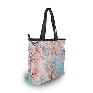 Cherry Blossoms handle bag Shoulder Tote Bag For Women Fashion Multi functional Bag Shopping Travel GYM Outdoors