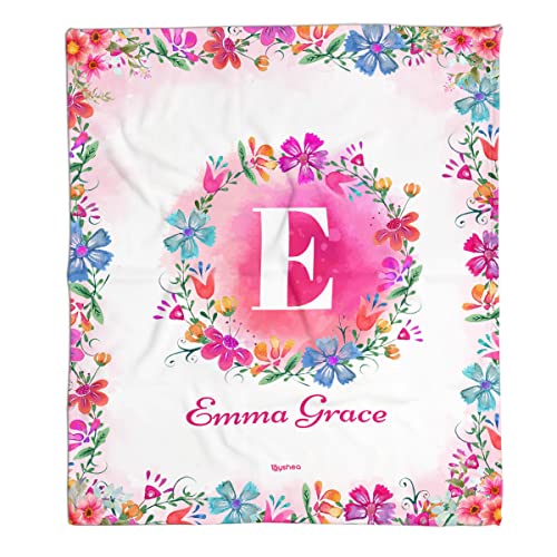 Toyshea Personalized Blankets for Kids Monogram Blanket Customized Cozy Fleece Or Sherpa Initial Blanket with Name On It Custom Birthday Christmas Mothers Day Throws for Baby Girls Girl Toddler Adult