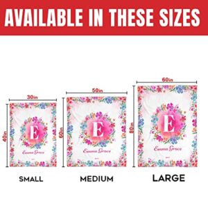 Toyshea Personalized Blankets for Kids Monogram Blanket Customized Cozy Fleece Or Sherpa Initial Blanket with Name On It Custom Birthday Christmas Mothers Day Throws for Baby Girls Girl Toddler Adult