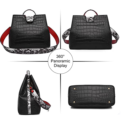JESSWOKO Crocodile Leather Texture Large Totes Purse Top Handle Strap Shoulder Bags Hobo Crossbody Bag Handbags for Women S