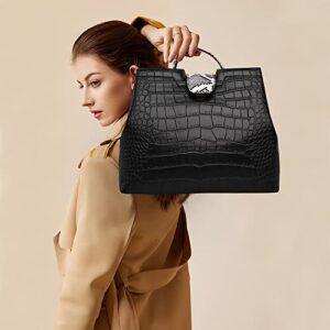 JESSWOKO Crocodile Leather Texture Large Totes Purse Top Handle Strap Shoulder Bags Hobo Crossbody Bag Handbags for Women S