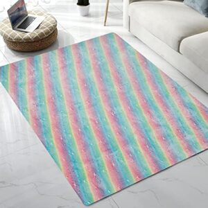 rainbow night & twinkle pattern glow in the dark area rug area rug for living room bedroom playing room size 5’x6′