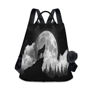 alaza wolf moon starry night large women’s fashion casual backpack purse shoulder travel bag