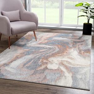 abani 5′ x 8′ (5’3″x7’6″) contemporary rugs multicolor swirl area rug – modern no-shed premium dining room rug