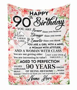 prezzy 90th birthday blanket you are braver than you believe sofa warm blanket mothers day present personalized 1933 90 years old bday decorations ultra soft fleece sherpa throw blankets