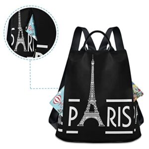 ALAZA Eiffel Tower Black Paris Large Women's Fashion Casual Backpack Purse Shoulder Travel Bag