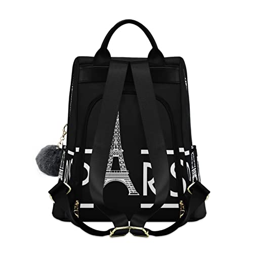 ALAZA Eiffel Tower Black Paris Large Women's Fashion Casual Backpack Purse Shoulder Travel Bag