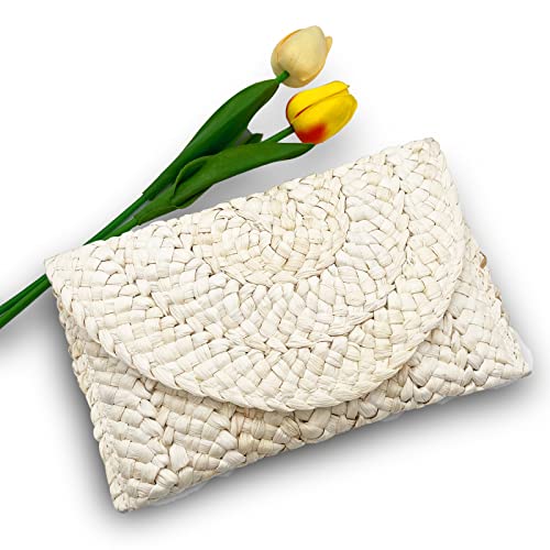 Lytosmoo Straw Clutch Summer Beach Bags for Women Beach Straw Envelope Clutch Woven Purses Handbags