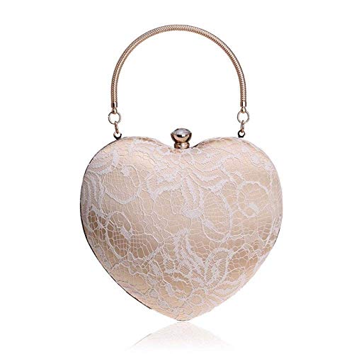 XJJZS Women Girls Velvet Heart Shape Tote Handbag Evening Party Clutch Purse Wedding Prom Chain Shoulder Bag (Color : A)