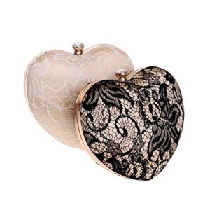 XJJZS Women Girls Velvet Heart Shape Tote Handbag Evening Party Clutch Purse Wedding Prom Chain Shoulder Bag (Color : A)