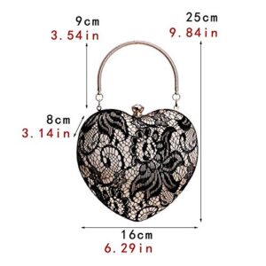 XJJZS Women Girls Velvet Heart Shape Tote Handbag Evening Party Clutch Purse Wedding Prom Chain Shoulder Bag (Color : A)