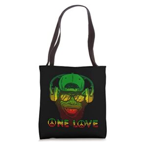 rasta reggae gorilla one love peace reggaeton monkey tote bag