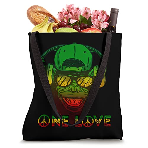 Rasta Reggae Gorilla One Love Peace Reggaeton Monkey Tote Bag