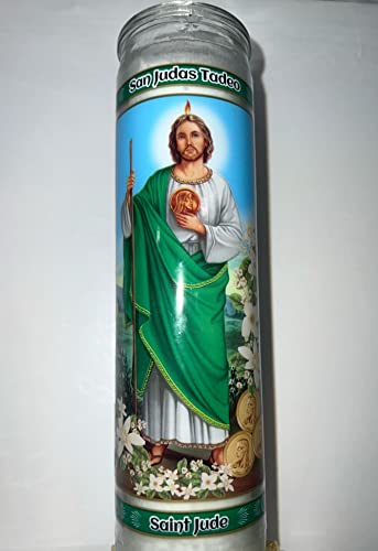 St Jude Candle Saint Jude 8'' White Candles, 2 Pack Religious Candles Set