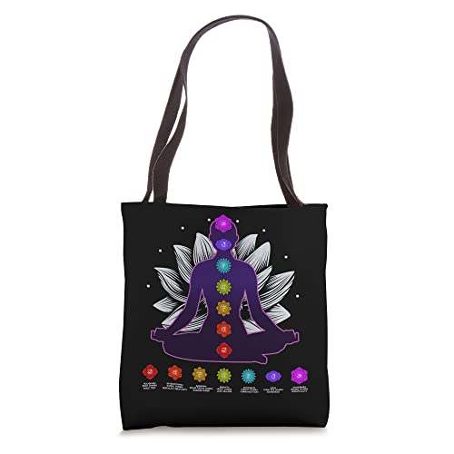 Yoga Meditation Seven Chakras Namaste Lotus Zen Spiritual Tote Bag