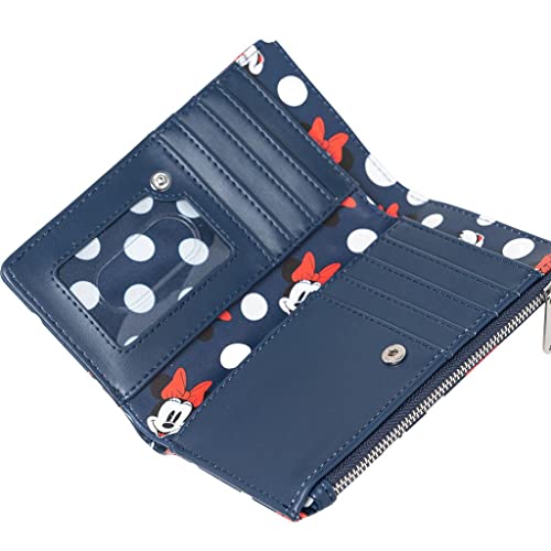 Loungefly Women's Disney Minnie Mouse Polka Dot Navy Zip-Around Wallet