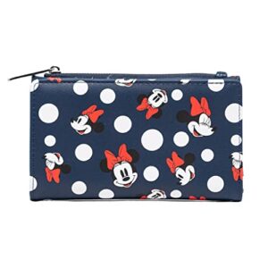 Loungefly Women's Disney Minnie Mouse Polka Dot Navy Zip-Around Wallet