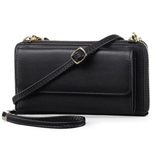 falan mule rfid womens wallet purse wristlet pu leather crossbody clutch with 2 straps
