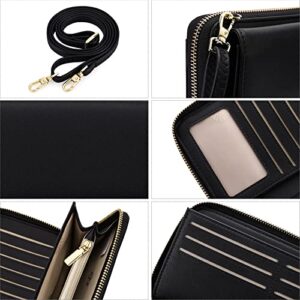 FALAN MULE RFID Womens Wallet Purse Wristlet PU Leather Crossbody Clutch with 2 Straps