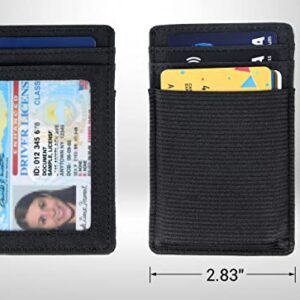 Walaufsti Slim Minimalist Wallet for Women Men, RFID Elastic Wallet for Front Pocket, Small Wallet with 1 Elastic Card Slot (Black)