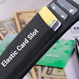 Walaufsti Slim Minimalist Wallet for Women Men, RFID Elastic Wallet for Front Pocket, Small Wallet with 1 Elastic Card Slot (Black)