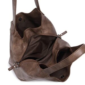 Handbag for Women 3 Compartments Faux Leather Hobo bag Multiple Pockets Shoulder bag Tote Purse