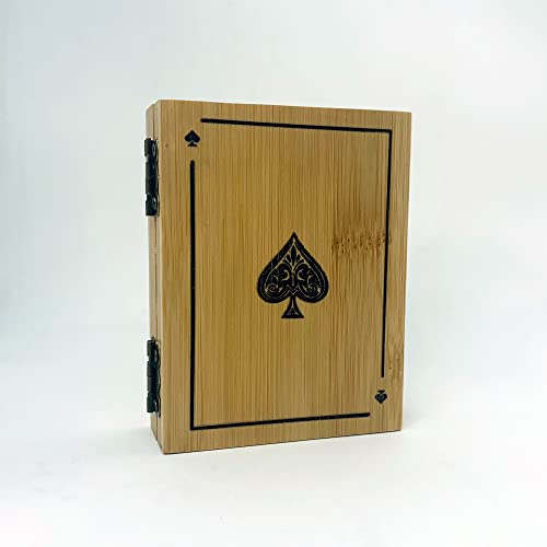 Bamboo Cards Storage Box, Wooden playing cards case with magnetic Lid