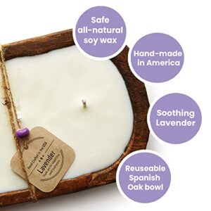 Dough Bowl Candle Company Lavender Soy Candle - 3 Wick Candle Essential Oil Wax Melts, Rustic Farmhouse Decor Odor Eliminator, 20 Ounce All-Natural Soy Candles Gifts for Women and Men