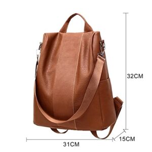 HEYUANPIUS Fashion Backpack for Women, Anti-Theft Leather Backpack Women Vintage Shoulder Bag Ladies High Capacity Travel Backpack School Bags for Girls (Color : 2)