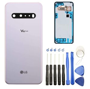 phoink v60 thinq back cover glass repair replacement parts for lg v60 thinq all carriers with pre-installed camera lens and adhesive (classy white)