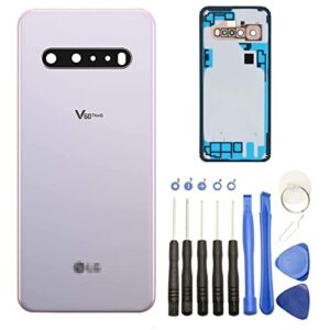 Phoink V60 ThinQ Back Cover Glass Repair Replacement Parts for LG V60 ThinQ All Carriers with Pre-Installed Camera Lens and Adhesive (Classy White)