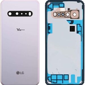 Phoink V60 ThinQ Back Cover Glass Repair Replacement Parts for LG V60 ThinQ All Carriers with Pre-Installed Camera Lens and Adhesive (Classy White)