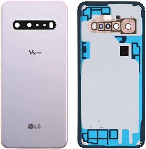 Phoink V60 ThinQ Back Cover Glass Repair Replacement Parts for LG V60 ThinQ All Carriers with Pre-Installed Camera Lens and Adhesive (Classy White)