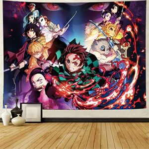 demon slayer-anime-tapestry-poster, a large mural scroll suitable for living room, bedroom and birthday parties, as a gift to relatives and friends (60″x80″in, fuchsia)