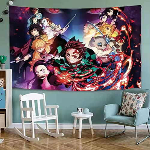 Demon Slayer-Anime-Tapestry-Poster, A Large Mural Scroll Suitable For Living Room, Bedroom And Birthday Parties, As A Gift To Relatives And Friends (60"X80"in, Fuchsia)