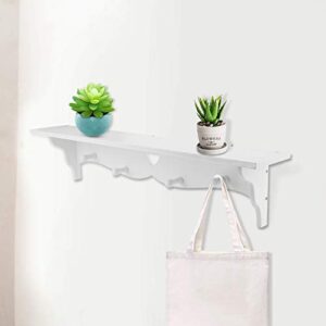 Fdit White Carved Wall Hanging Hollow Wall Shelf Wall Decoration Coat Rack Hook Display Stand Rack Storage for Books Collections Utility Decorative Bedroom Living Room