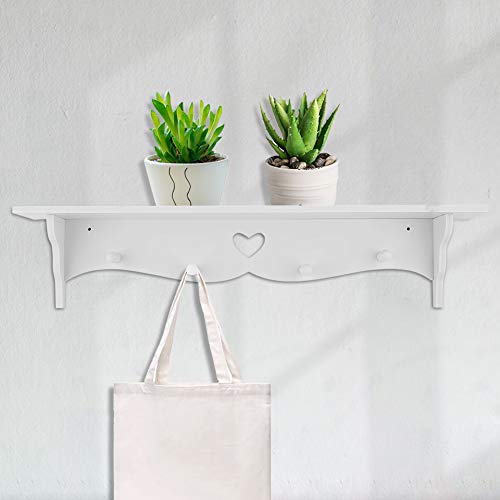 Fdit White Carved Wall Hanging Hollow Wall Shelf Wall Decoration Coat Rack Hook Display Stand Rack Storage for Books Collections Utility Decorative Bedroom Living Room