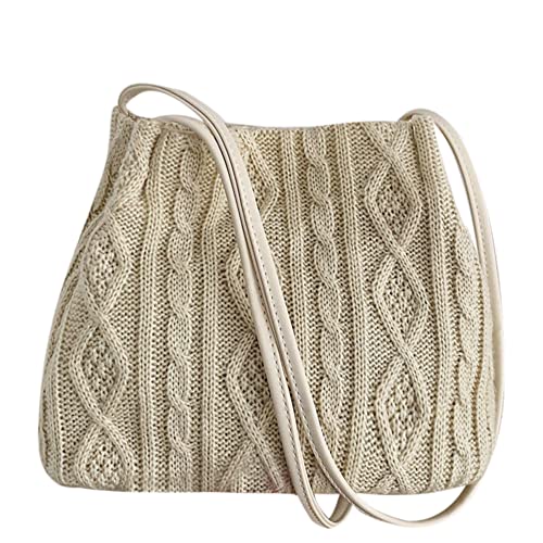 Women Girls Shoulder Handbags Casual Hobo Bags Knitted Shopper Tote Bag Dating Bag