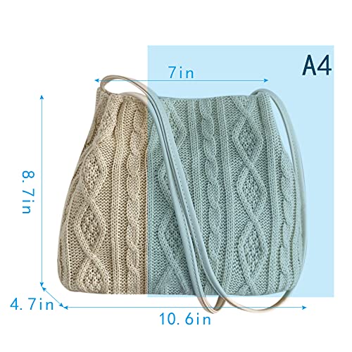 Women Girls Shoulder Handbags Casual Hobo Bags Knitted Shopper Tote Bag Dating Bag