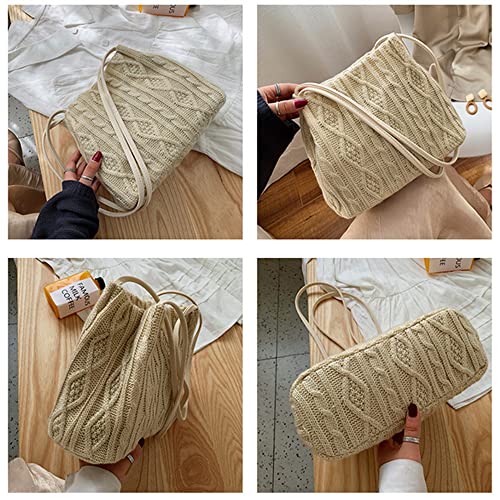 Women Girls Shoulder Handbags Casual Hobo Bags Knitted Shopper Tote Bag Dating Bag