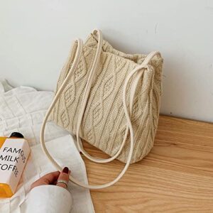 Women Girls Shoulder Handbags Casual Hobo Bags Knitted Shopper Tote Bag Dating Bag