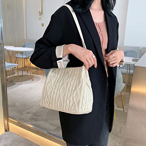 Women Girls Shoulder Handbags Casual Hobo Bags Knitted Shopper Tote Bag Dating Bag