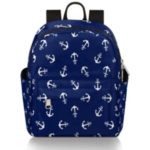 anchor nautical theme small backpack for women girls, mini backpack travel casual backpack purse satchel daypack