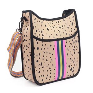 orad neoprene bag crossbody shoulder bag messenger bag with adjustable strap (leopard)
