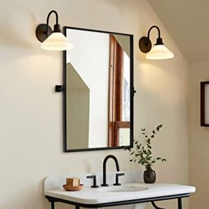ANDY STAR Black Pivot Mirror, Rectangle Pivoting Mirror 24x36” Tilt Mirror Rectangular Pivot Mirror 1” Deep Set Design, Modern Farmhouse Tilting Mirror for Wall Hangs Vertical(Overall 27.75" x 36")