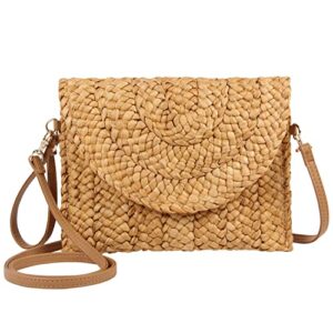 oweisong straw purses for women summer beach straw s clutch purses crossbody bag handmade women envelope handbag wallet