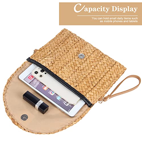 Oweisong Straw Purses for Women Summer Beach Straw s Clutch Purses Crossbody Bag Handmade Women Envelope Handbag Wallet